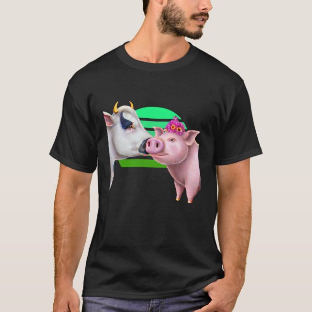 Camiseta Cow kissing Pig (Anverso)