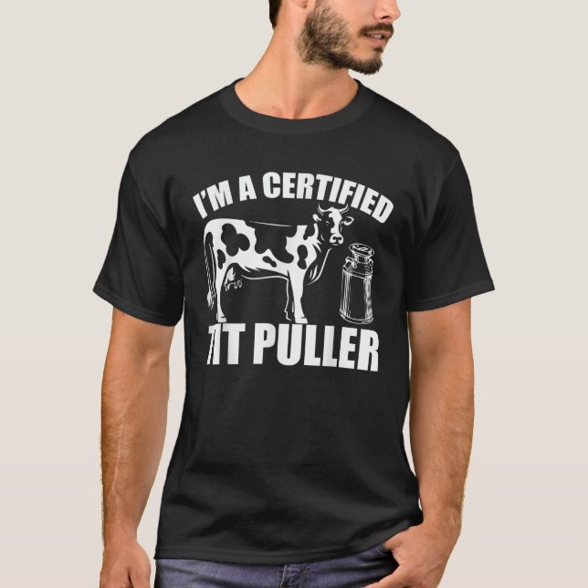 Camiseta Cow Lover Retro Soy un agricultor de Tit Puller ce (Anverso)