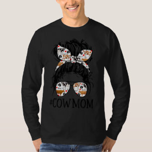 Camiseta Cow Mom Messy Bun