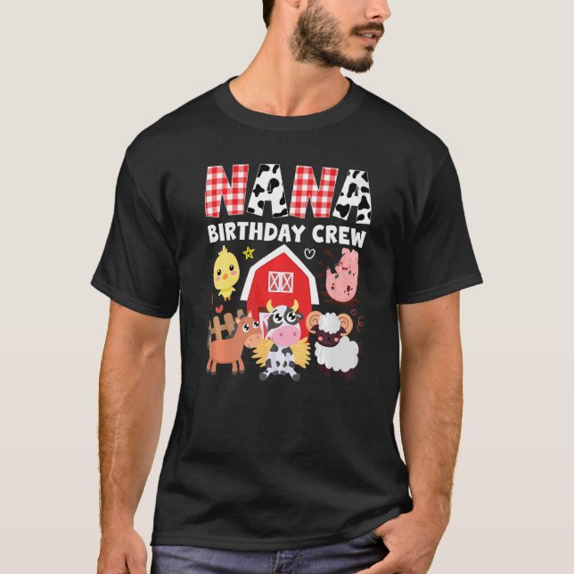 Camiseta Cow Nana Birthday Crew Farm Tema Animales Cumpleañ (Anverso)