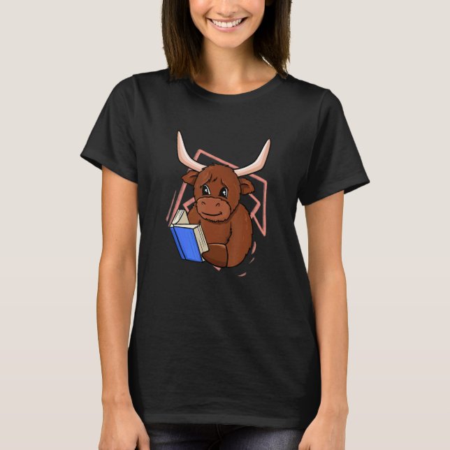 Camiseta Cow Reading Book for Bookworm and Book (Anverso)