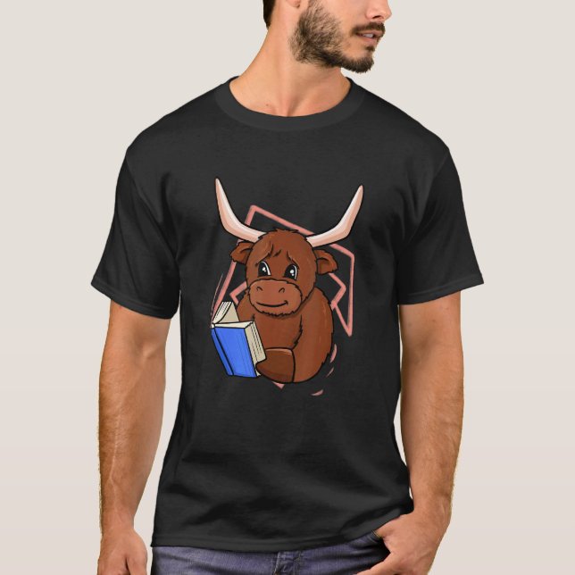 Camiseta Cow Reading Book for Bookworm and Book (Anverso)