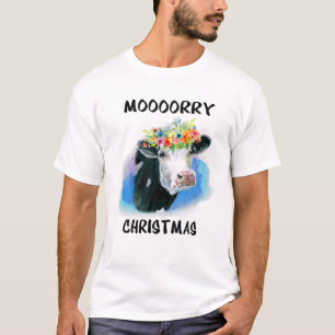 Camiseta Cow Santa Navidades enciende divertida vaca moro C