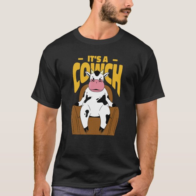Camiseta Cow sentado en un sofá de la siguiente cita que di (Anverso)