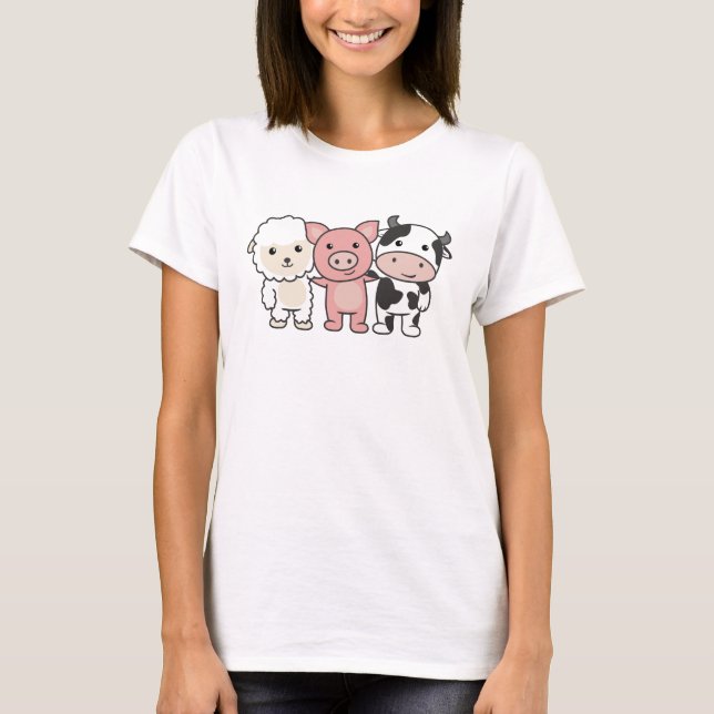 Camiseta Cow Sheep Pig Farm Sweet Animals (Anverso)