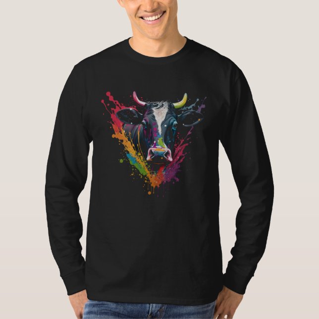 Camiseta Cow Splash Cattle Retro Cattle Farmer Cowshed Catt (Anverso)