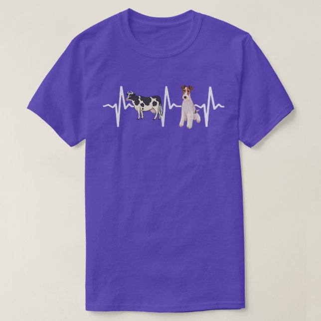 Camiseta Cow Spot Wire De Terrier Heartbeat Dog Lover (Diseño del anverso)
