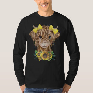 Camiseta Cow Sunflower Messy Bun Cow Chica Floral Heifer Fa