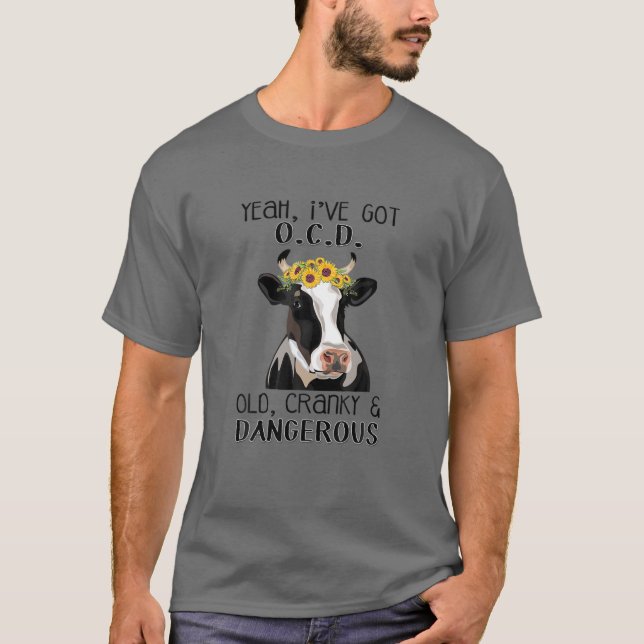 Camiseta Cow Sunflower O.C.D Vieja Cranky Y Vaca Peligrosa  (Anverso)