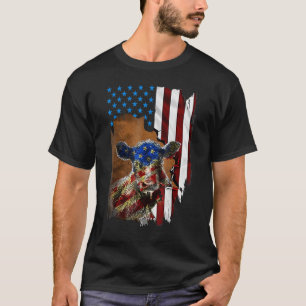 Camiseta Cow USA Bandera Americana 4 de Julio Carne Patriót