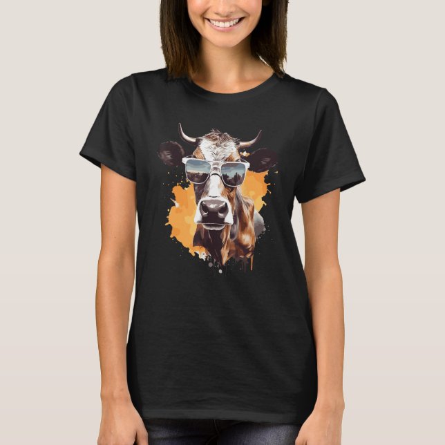 Camiseta Cow With Sunglasses Farmer 1 (Anverso)