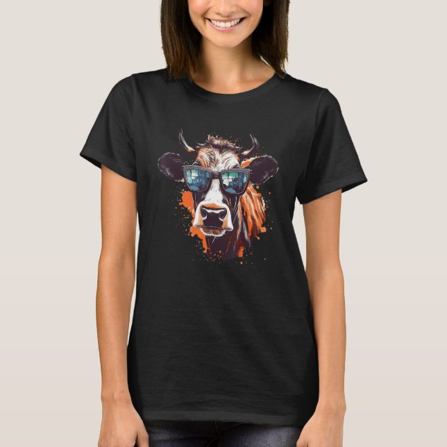 Camiseta Cow With Sunglasses Farmer 4 (Anverso)