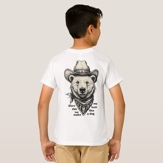 Camiseta Cowboy Bear: Does This Hat Make Me Look Dog? (Reverso completo)