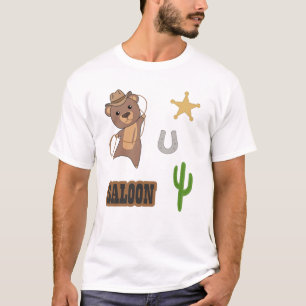 Camiseta Cowboy Bear Saloon Western Stickerset