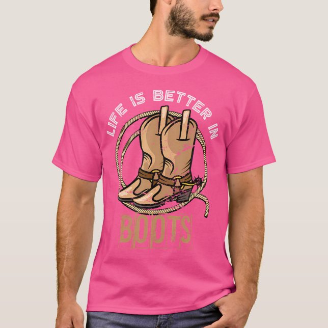 Camiseta Cowboy Boots Country Cowboy Rodeo Men Gira Western (Anverso)