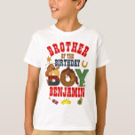 Camiseta Cowboy Brother of the Birthday Boy<br><div class="desc">Celebrar el primer cumpleaños del bebé con esta camiseta especial,  diseño especial y personalizado</div>