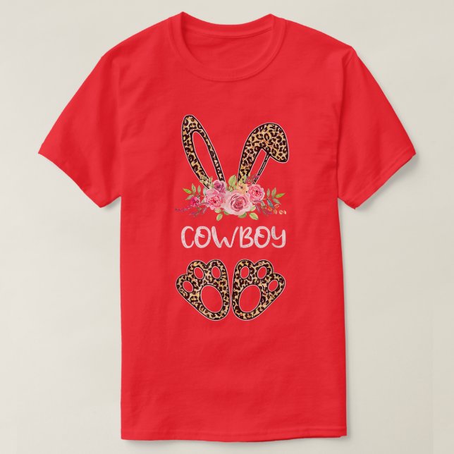 Camiseta Cowboy Bunny Leopard Flowers Easter 2022  (Diseño del anverso)