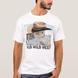 Camiseta Cowboy Cat Tee Shirt, Wild Wild West
