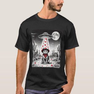 Camiseta Cowboy Cat Ufo Meme Funny Cat Ufos Día de San Vale