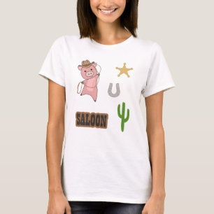 Camiseta Cowboy Cowgirl Pig Saloon Western Country