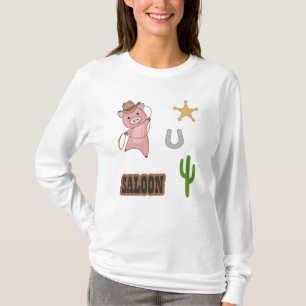 Camiseta Cowboy Cowgirl Pig Saloon Western Country