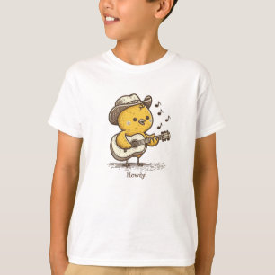 Camiseta Cowboy Cute Baby Chick Tocando Guitarra Personaliz