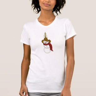 Camiseta Cowboy De Arte Popular Cute Snowman