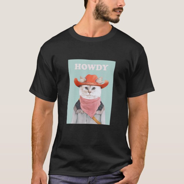 Camiseta Cowboy del gato del rodeo de Western Howdy es grac (Anverso)