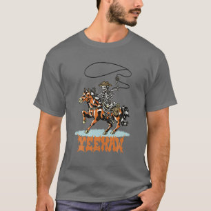 Camiseta Cowboy del Skeleton retro Yeehaw País occidental C