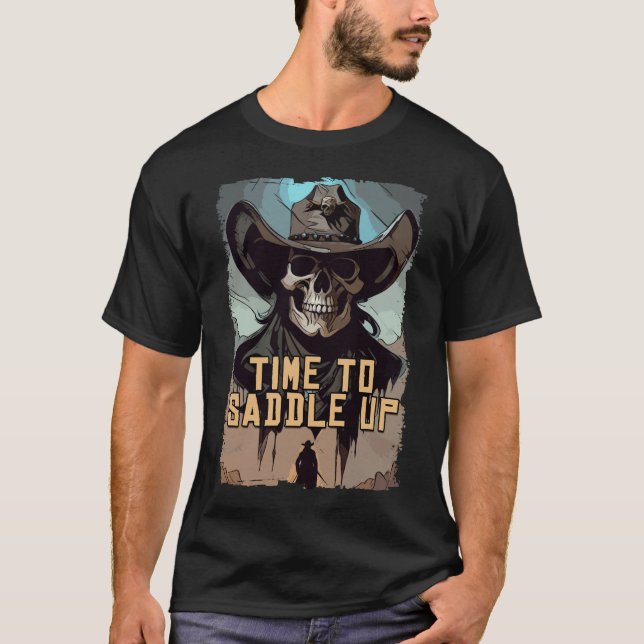 Camiseta Cowboy ensillando el salvaje arte Ilustracion occi (Anverso)