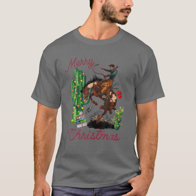 Camiseta Cowboy Feliz Desierto de Navidad Cactus Lasso Occi (Anverso)