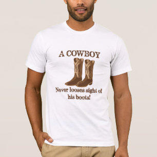 Camiseta Cowboy nunca pierde la vista de sus botes de arte 