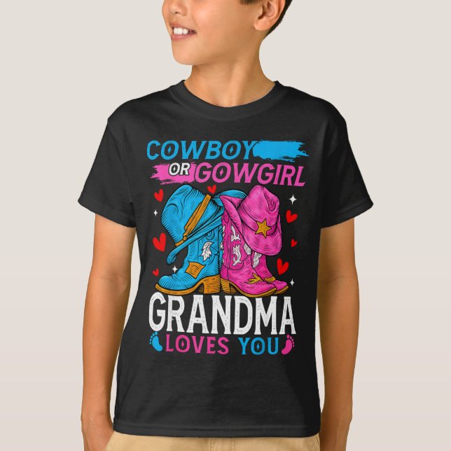 Camiseta Cowboy Or Cowgirl Grandma Loves You Gender Reveal  (Anverso)