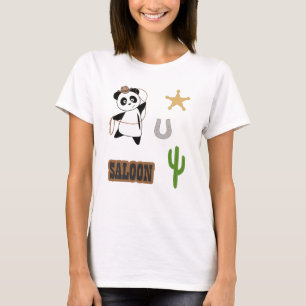 Camiseta Cowboy Panda Bear Saloon Western Country