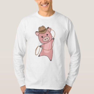 Camiseta Cowboy Piglet Piggy Western Pink