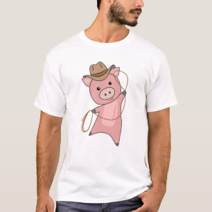 Camiseta Cowboy Piglet Piggy Western Pink