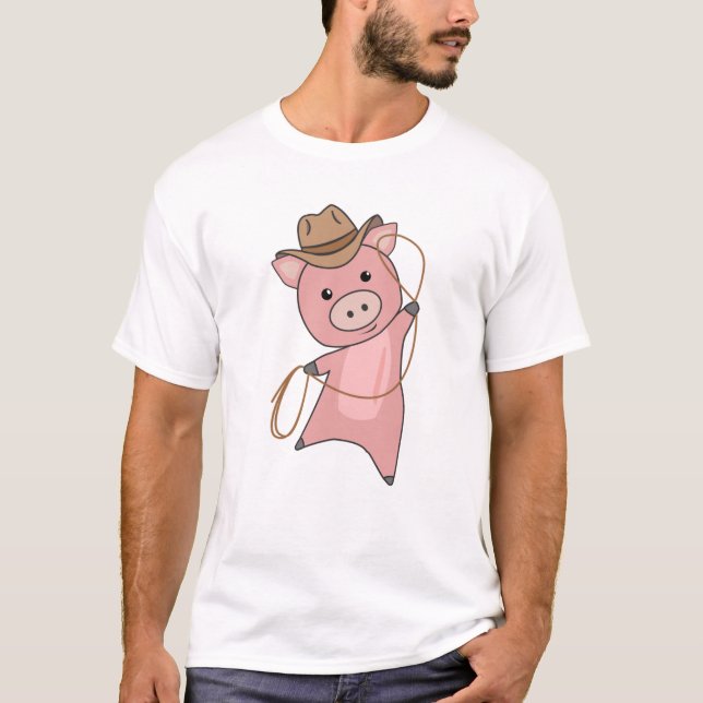 Camiseta Cowboy Piglet Piggy Western Pink (Anverso)