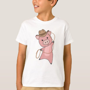 Camiseta Cowboy Piglet Piggy Western Pink