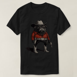 Camiseta Cowboy Pug Dog Meme divertido de Western Outfit