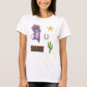 Camiseta Cowboy Purple Cute Bear Saloon Western