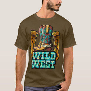 Camiseta Cowboy retro bota herradura herradura salvaje cou