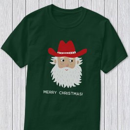 Camiseta Cowboy Santa Claus Custom Text Christmas