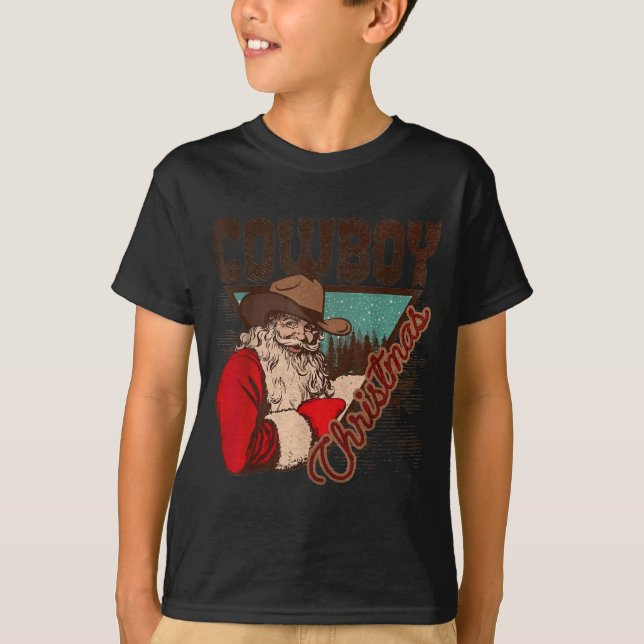 Camiseta Cowboy Santa Claus Merry Christmas Western Country (Anverso)