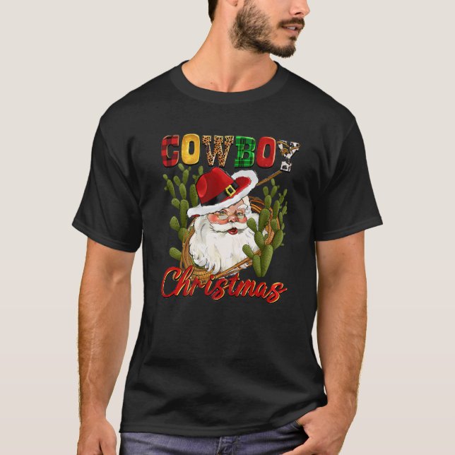 Camiseta Cowboy Santa Claus Navidades Western Cactus Buffal (Anverso)