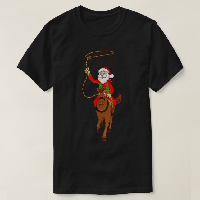 Camiseta Cowboy Santa Claus Riding A Horse Christmas Cowboy (Diseño del anverso)