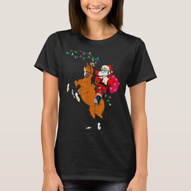 Camiseta Cowboy Santa Claus Riding A Horse Christmas Cowboy (Anverso)