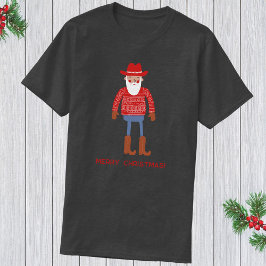 Camiseta Cowboy Santa Custom Text Christmas
