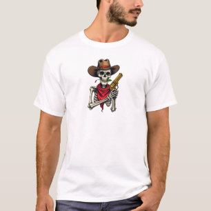 Camiseta Cowboy Skeleton divertido con Revolver   Western S
