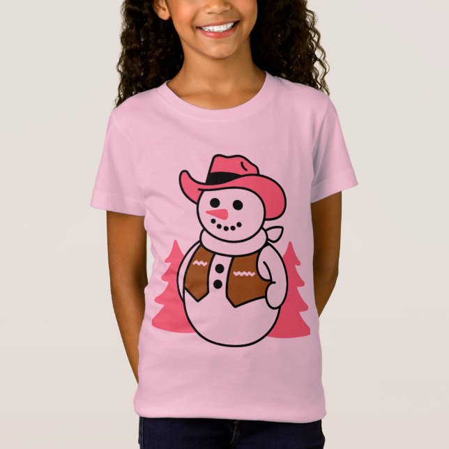 Camiseta Cowboy Snowman Christmas Design – Western Holiday  (Anverso)