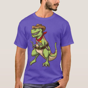 Camiseta Cowboy T Rex Dinosaur Kids Shirt Wild West Boys